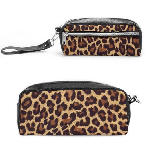 Cmagnifico Leder-Federmäppchen, coole Geparden-Schreibwaren-Tasche als Federmäppchen für Büro und Schule, Geschäftsreisetasche oder kleine Werkzeugbox, Make-up-Tasche von Cmagnifico