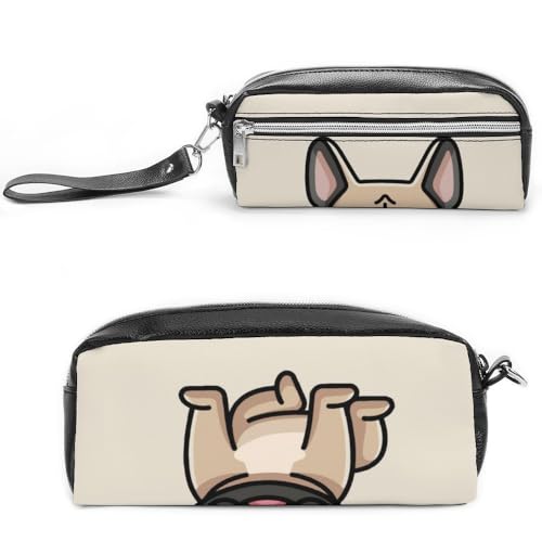 Cmagnifico Leder-Federmäppchen, französische Bulldogge, Schreibwaren-Tasche als Federmäppchen für Büro und Schule, Geschäftsreisetasche oder kleine Werkzeugbox, Make-up-Tasche von Cmagnifico