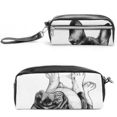 Cmagnifico Leder-Federmäppchen, französische Bulldogge, Schreibwaren-Tasche als Federmäppchen für Büro und Schule, Geschäftsreisetasche oder kleine Werkzeugbox, Make-up-Tasche von Cmagnifico