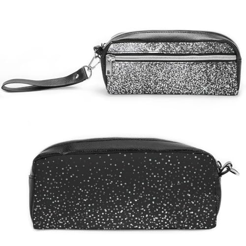 Cmagnifico Leder-Federmäppchen, glänzendes silberfarbenes Glitzer-Schreibwarenetui als Federmäppchen für Büro und Schule, Business-Reisetasche oder kleine Werkzeugbox, Make-up-Tasche von Cmagnifico