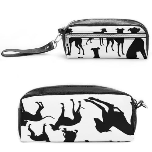 Cmagnifico Leder-Federmäppchen, italienischer Windhund, Schreibwaren-Tasche als Federmäppchen für Büro und Schule, Geschäftsreise oder kleine Werkzeugbox, Make-up-Tasche von Cmagnifico