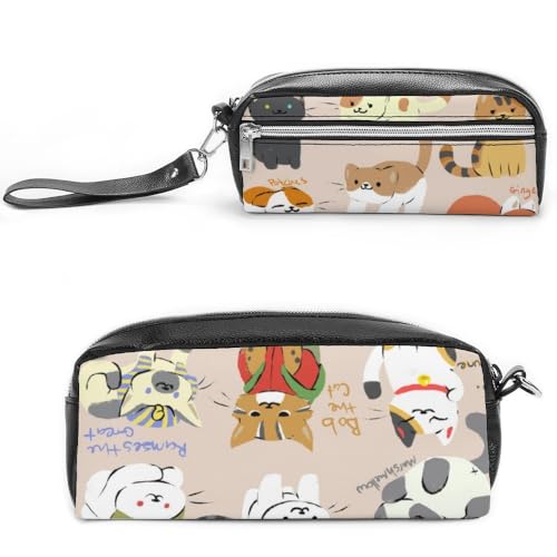 Cmagnifico Leder-Federmäppchen, niedliche CatStationery Tasche als Federmäppchen für Büro und Schule, Business-Reisetasche oder kleine Werkzeugbox, Make-up-Tasche von Cmagnifico