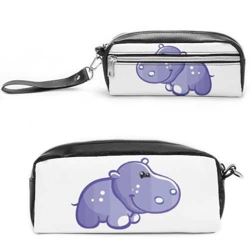 Cmagnifico Leder-Federmäppchen, niedliche HippoStationery Tasche als Federmäppchen für Büro und Schule, Business-Reisetasche oder kleine Werkzeugbox, Make-up-Tasche von Cmagnifico