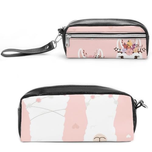 Cmagnifico Leder-Federmäppchen, niedliche LamaStationery Tasche als Federmäppchen für Büro und Schule, Business-Reisetasche oder kleine Werkzeugbox, Make-up-Tasche von Cmagnifico