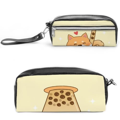 Cmagnifico Leder-Federmäppchen, niedliche Shiba InuStationery Tasche verwendet als Federmäppchen für Büro und Schule, Geschäftsreise oder kleine Werkzeugbox, Make-up-Tasche von Cmagnifico