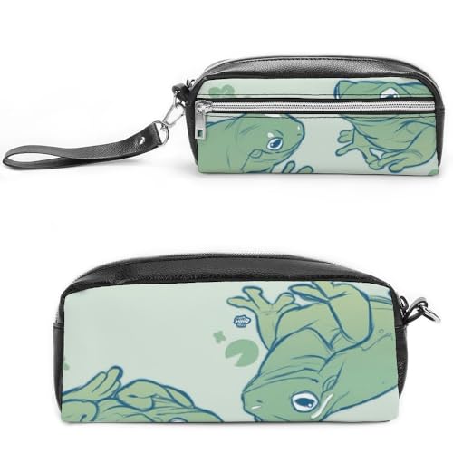 Cmagnifico Leder-Federmäppchen, niedlicher Frosch-Schreibwaren-Tasche, verwendet als Federmäppchen für Büro und Schule, Business-Reisetasche oder kleine Werkzeugbox, Make-up-Tasche von Cmagnifico