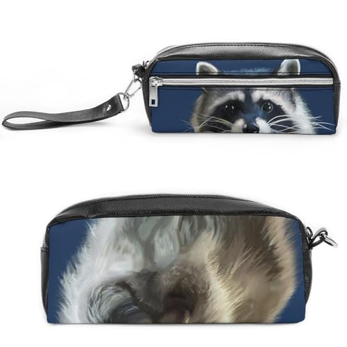 Cmagnifico Leder-Federmäppchen, niedlicher Waschbär-Schreibwarenbeutel als Federmäppchen für Büro und Schule, Business-Reisetasche oder kleine Werkzeugbox, Make-up-Tasche von Cmagnifico