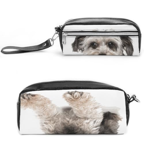 Cmagnifico Leder-Federmäppchen, niedlicher Yorkshire TerrierSchreibwarenbeutel als Federmäppchen für Büro und Schule, Geschäftsreise oder kleine Werkzeugbox, Make-up-Tasche von Cmagnifico