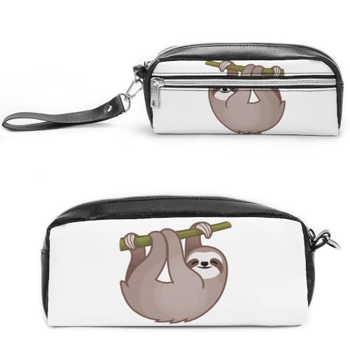 Cmagnifico Leder-Federmäppchen, niedliches Faultier-Schreibwaren-Tasche als Federmäppchen für Büro und Schule, Business-Reisetasche oder kleine Werkzeugbox, Make-up-Tasche von Cmagnifico