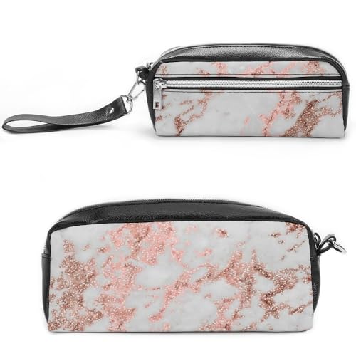 Cmagnifico Leder-Federmäppchen, rotgoldener Marmor, Schreibwaren-Tasche als Federmäppchen für Büro und Schule, Geschäftsreisetasche oder kleine Werkzeugbox, Make-up-Tasche von Cmagnifico