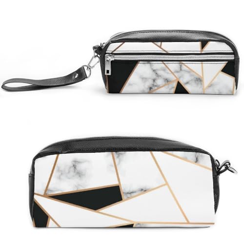 Cmagnifico Leder-Federmäppchen, schwarze Marmor-Textur, Schreibwaren-Tasche als Federmäppchen für Büro und Schule, Geschäftsreisetasche oder kleine Werkzeugbox, Make-up-Tasche von Cmagnifico