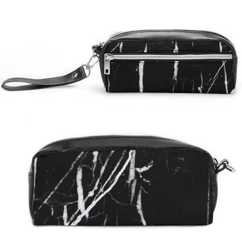 Cmagnifico Leder-Federmäppchen, schwarzer Marmor, Schreibwaren-Tasche als Federmäppchen für Büro und Schule, Business-Reisetasche oder kleine Werkzeugbox, Make-up-Tasche von Cmagnifico
