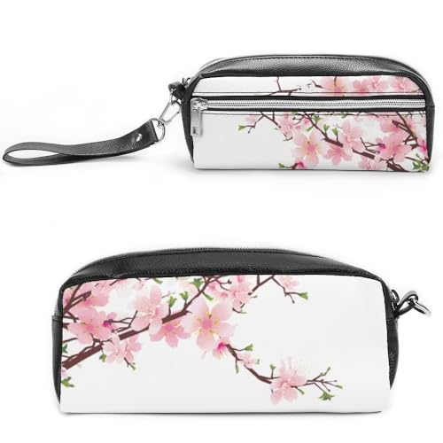 Cmagnifico Leder-Federmäppchen, verführerische Kirschblüten-Schreibwaren-Tasche als Federmäppchen für Büro und Schule, Geschäftsreisetasche oder kleine Werkzeugbox, Make-up-Tasche von Cmagnifico
