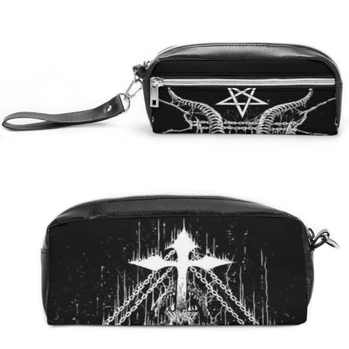 Cmagnifico SatanicStationery Federmäppchen aus Leder als Federmäppchen für Büro und Schule, Business-Reisetasche oder kleine Werkzeugbox, Make-up-Tasche von Cmagnifico
