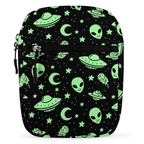 Cmagnifico Umhängetasche Alien Moon UFO Crossbody Bag Multi Purpose Small Satchel für Arbeit Business Reisen Grün, Green Alien Moon Ufo, Einheitsgröße von Cmagnifico