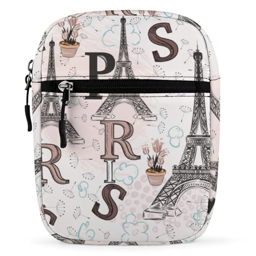Cmagnifico Umhängetasche Paris Eiffelturm Floral Crossbody Bag Multi Purpose Small Satchel für Arbeit Business Reisen von Cmagnifico