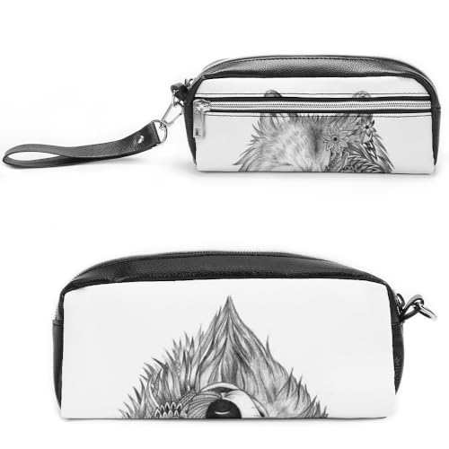 Cmagnifico WolfStationery Federmäppchen aus Leder, Grau als Federmäppchen für Büro und Schule, Business-Reisetasche oder kleine Werkzeugbox, Make-up-Tasche von Cmagnifico