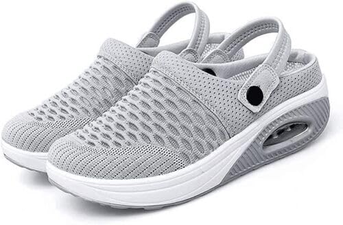 Cmeilau Orthopädische Clogs für Damen, Mesh, atmungsaktiv, Slip-On-Wanderschuhe, Keilabsatz, leichte Strandschuhe, lässige halbe Hausschuhe, Unterstützung zur Reduzierung des Rücken- und Kniedrucks von Cmeilau