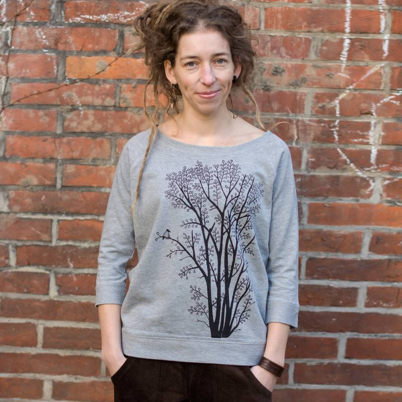 Bio Damen Pullover/Sweatshirt Aus Tencel in Grau Meliert von Cmig