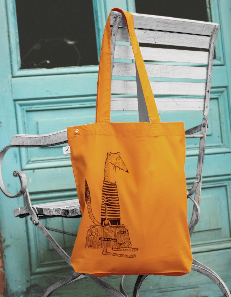 Bio Jutebeutel Orange/Jute Tasche Reiseweisel in Cinnamon von Cmig