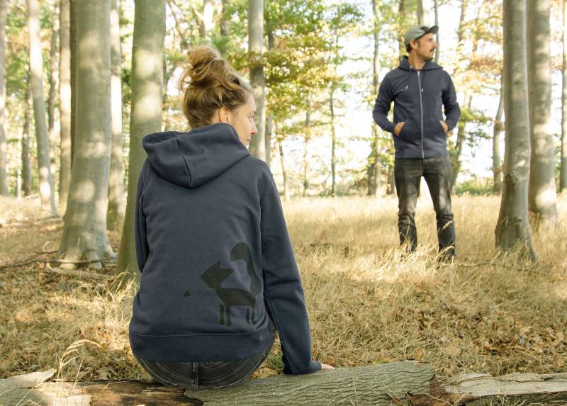 Bio Sweatjacke Unisex Fuchs in India Ink Grey/Graue Jacke Herren Blauer Hoodie Für Männer von Cmig