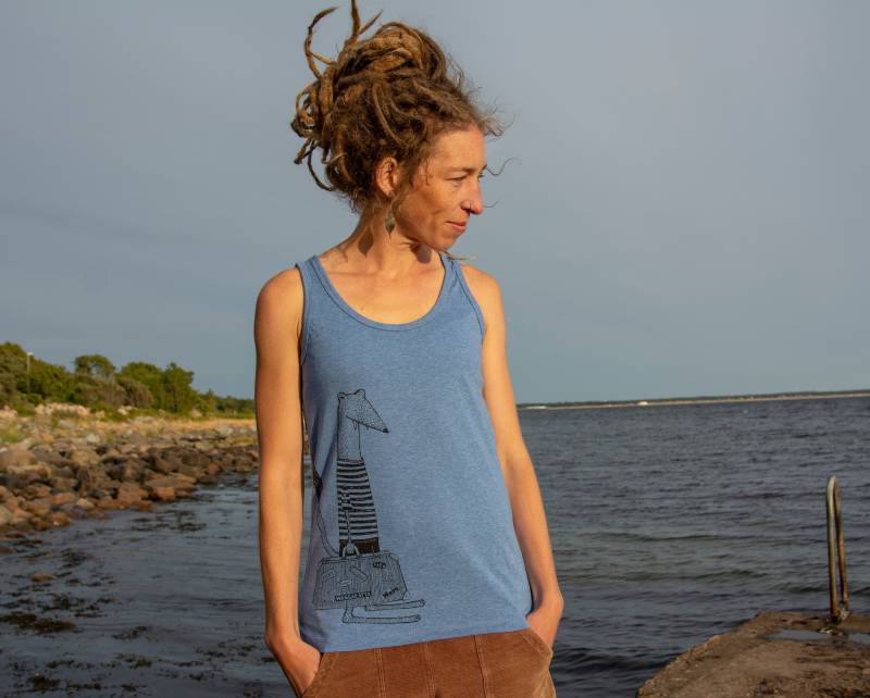 Bio Top Damen/Tanktop Frauen Reisewiesel in Mid Heather Blue von Cmig