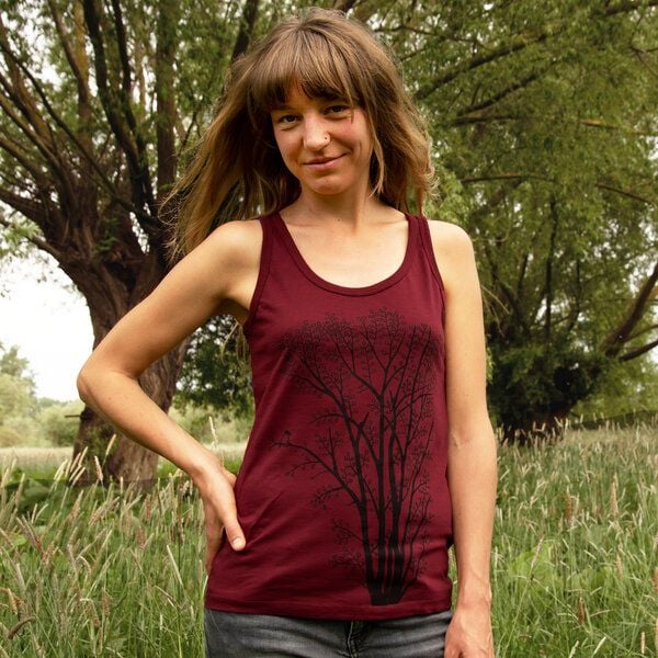 Cmig Damen Tank-Top Erle mit Elster in burgundy von Cmig