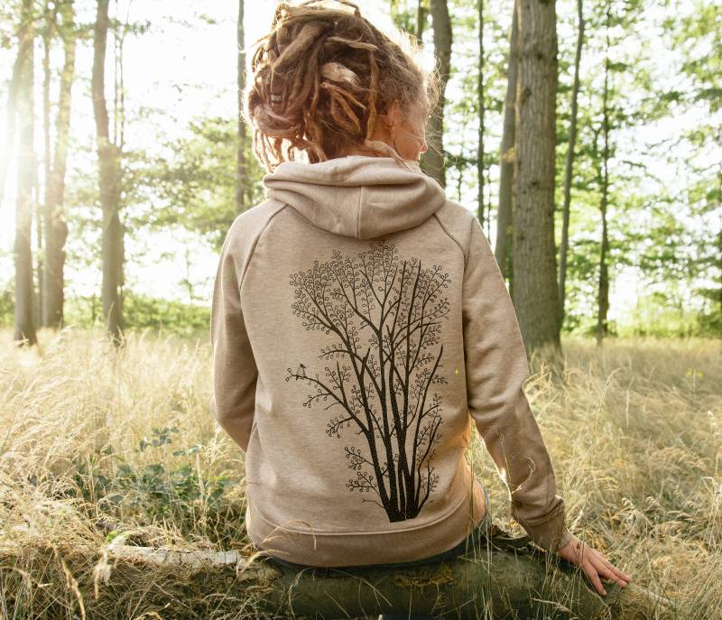 Damen Hoodie Biobaumwolle Baum/Hieppi Sweatshirts Frauen Hoodies Yoga von Cmig