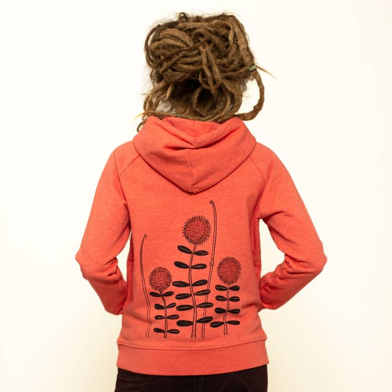 Hoodie Damen Wald Blumen Aus Bio Baumwolle/Kaputzen Pulli Frauen Geschenk Für Fairtrade Farbe Mid Heather Red von Cmig