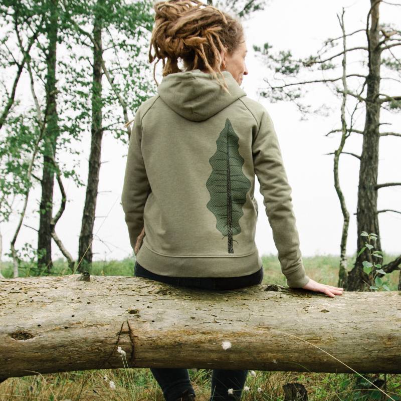 Bio Hoodie Damen Tanne/Pullover Frauen in Mid Heather Khaki Hippie von Cmig