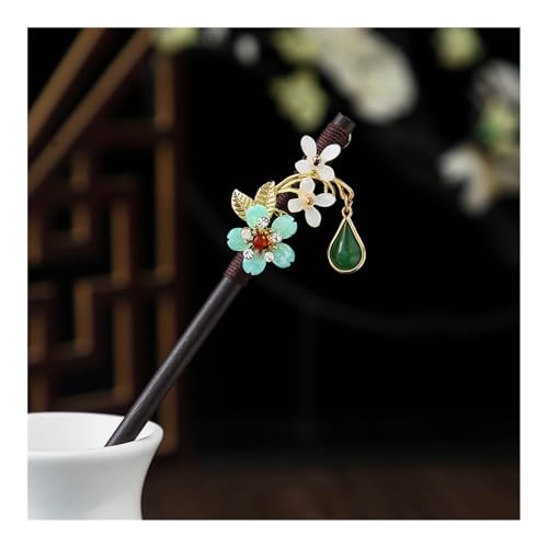 Cmis Kbei 1 x Holz-Haarnadel im chinesischen Stil, Blumen-Haarnadel mit Quaste, elegante Damen-Haarspange, Haarschmuck, Vintage-Stil (17) von Cmis Kbei