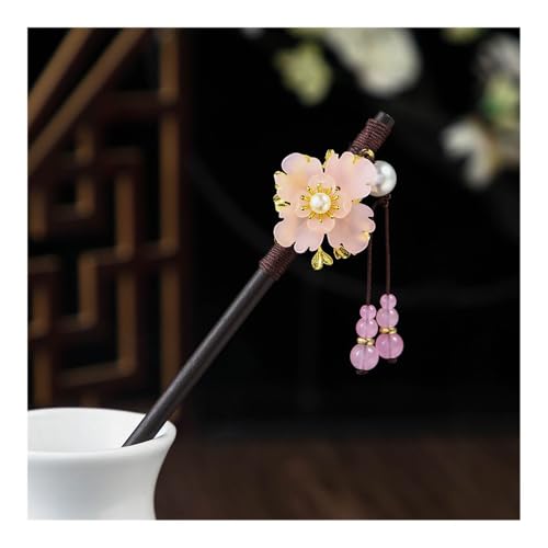 Cmis Kbei 1 x Holz-Haarnadel im chinesischen Stil, Blumen-Haarnadel mit Quaste, elegante Damen-Haarspange, Haarschmuck, Vintage-Stil (6) von Cmis Kbei
