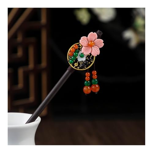 Cmis Kbei 1 x Holz-Haarspange im chinesischen Stil, Blumen-Haarnadel mit Quaste, elegante Damen-Haarspange, Haarschmuck, Vintage-Stil (19) von Cmis Kbei