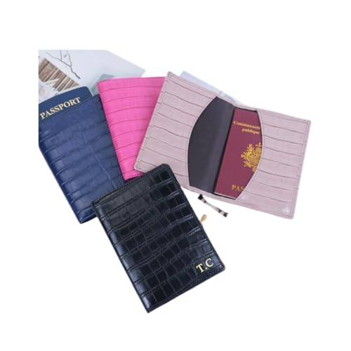 Cmis Kbei Benutzerdefinierte Buchstaben Geprägte Krokodil Leder Pass Halter Abdeckung Männer Business Reise Pass Brieftasche, dunkelgrün, One size von Cmis Kbei