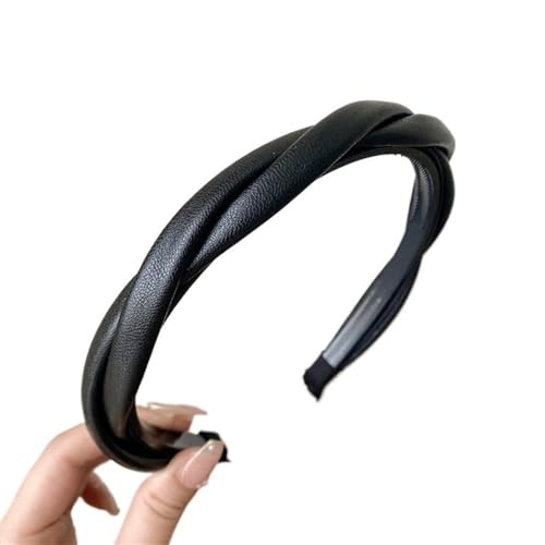 Cmis Kbei Haarreifen für Damen und Mädchen, Blume, einfarbig, Designer-Haarband, breites Haarband, Haarschmuck, Kopfbedeckung (schwarz) von Cmis Kbei