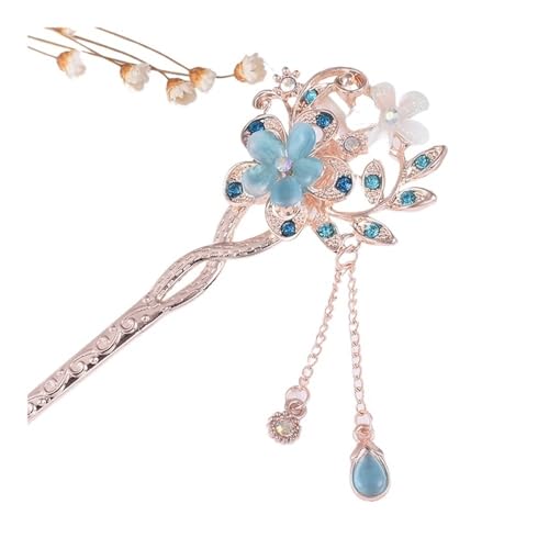 Cmis Kbei Haarspange aus Metall, chinesischer Stil, Blume, Strass, Haarnadel, Quaste, Perlen, Haarschmuck, Kopfschmuck, 2 Stück von Cmis Kbei