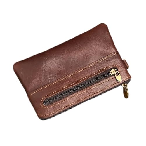 Cmis Kbei Münzgeldbörse aus echtem Leder für Herren und Damen, Mini-Reißverschluss, kleine Geldtasche, Geldtasche, Geldbeutel, Kartenhalter, dunkelbraun, 2PCS von Cmis Kbei