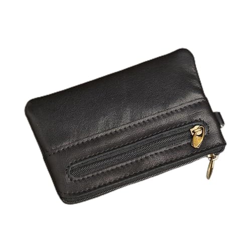 Cmis Kbei Münzgeldbörse aus echtem Leder für Männer und Frauen, Mini-Reißverschluss-Geldbörse, kleine Geldtasche, weibliche Geldbeutel, Herren, Kartenhalter, Schwarz , 2PCS von Cmis Kbei