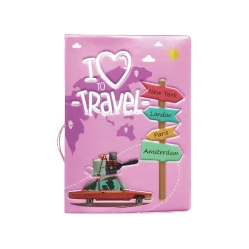 Cmis Kbei Nettes Reisezubehör Reisepasshalter PVC 3D Druck Leder Männer Reise Reisepassabdeckung Fall, Rosa, Taglia Unica von Cmis Kbei
