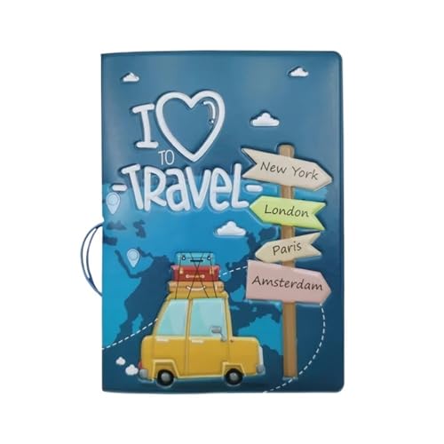 Cmis Kbei Nettes Reisezubehör Reisepasshalter PVC 3D Druck Leder Männer Reise Reisepassabdeckung Fall, blau, Taglia Unica von Cmis Kbei
