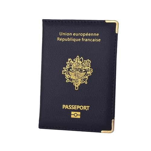 Cmis Kbei Reisepasshülle für Frankreich, PU-Leder, modisch, französischer Reisepass, Brieftasche, für Männer und Frauen, Schwarz , Einheitsgröße von Cmis Kbei