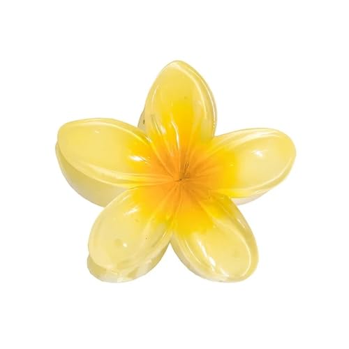 Cmis Kbei Schöne und modische Haarspange, Plumeria-Blume, 13 cm, quadratisch, matt, Haarschmuck für Damen, 3 Stück, Zitronengelb von Cmis Kbei