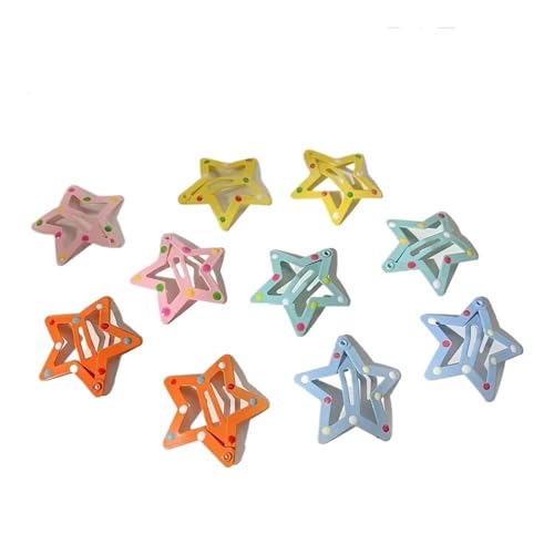 Cmis Kbei Y2K Haarspangen mit bunten Sternen, 3/10/12 Stück, für Damen, Haarnadel, Seitliche Haarspangen, Haarschmuck, Haarschmuck für Kinder, Dunkelkhaki von Cmis Kbei