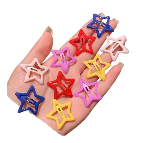 Cmis Kbei Y2K Haarspangen mit bunten Sternen, 3/10/12 Stück, für Damen, Haarnadel, Seitliche Haarspangen, Haarschmuck, Kinder-Kopfbedeckung, Haarschmuck (Korallenrot) von Cmis Kbei