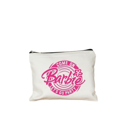 Come on Barbie Cartoon Print Damen Make-up Tasche Leinwand Bleistift Tasche Brieftasche Student Bleistift Tasche Toilettenbeutel Wiederverwendbares Geschenk, 5, 22cmX18cm von Cmis Kbei