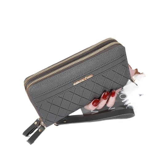 Lange Damengeldbörse, Damen, Quaste, Münzgeldbörse, Kartenhalter, Geldbörsen, Doppelreißverschluss, PU-Leder, Clutch, Luxus-Geldtasche, Handy-Tasche, A-grau, Einheitsgröße von Cmis Kbei