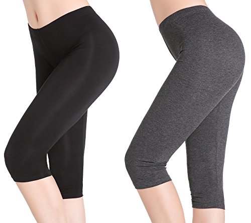 CnlanRow Danmen Unterrock Hose Capri Tight 3/4 Leggins Kurz Sport - Elastisch Bequem, 3XL x 2er Pack von CnlanRow