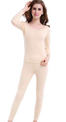 CnlanRow Warme unterwäsche Damen U-Ausschnitt Thermounterwäsche Set Warm und Weich von CnlanRow