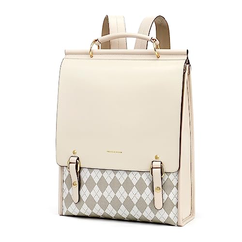 Cnolés Business Rucksack Damen Leder Eleganter Daypack Wasserdicht Damen-Rucksackhandtaschen Rücksacken für Damen Diebstahlsicherer Lederrucksack Damen Laptop Cityrucksack von Cnoles