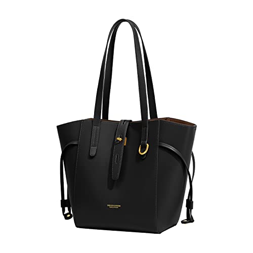 Cnoles Damen-Geldbörse und Handtaschen für Damen, Schultertasche, Umhängetasche, Hobo-Tasche, Designer-Handtaschen, echtes Leder, Schwarz, 38cmx14cmx28cm von Cnoles
